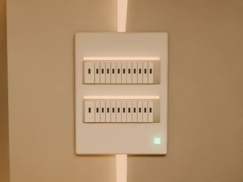 Tableau électrique neuf dans une entrée, peignes et voyant allumés